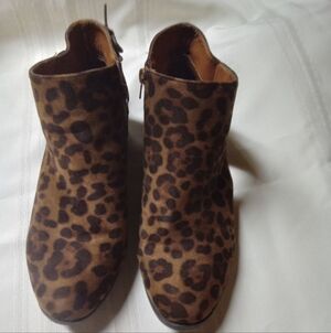Leopard Print Ankle Boots Size 10 Womens